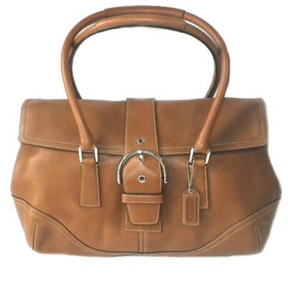 Authentic Coach Hampton Soho Tan Leather Satchel
